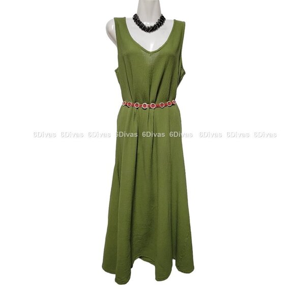 Cotton Sleeveless Long Dress Loose Fitting - Size 1, Size 3 - Picture 1 of 13